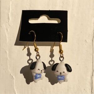 Handmade Sanrio Pochacco Earrings GOLD STAINLESS STEEL Kawaii